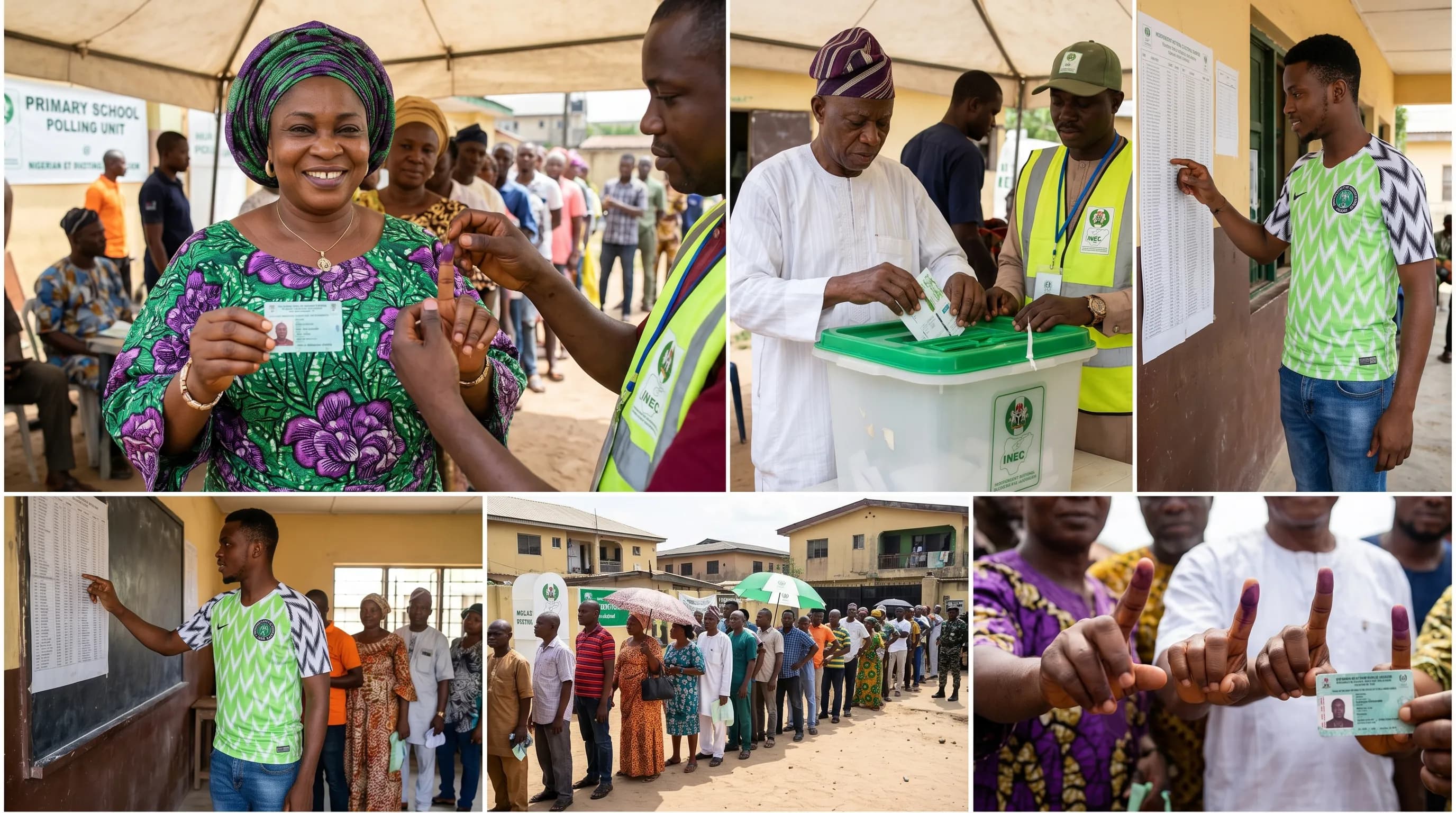 Nigerian voters at polling units during an election
