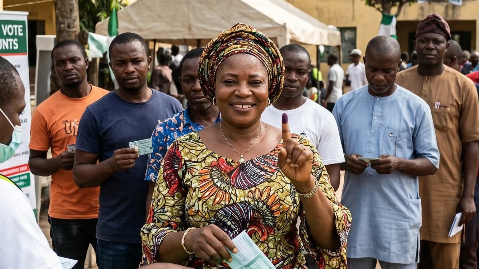 Voter casting a ballot at a Nigerian polling unit