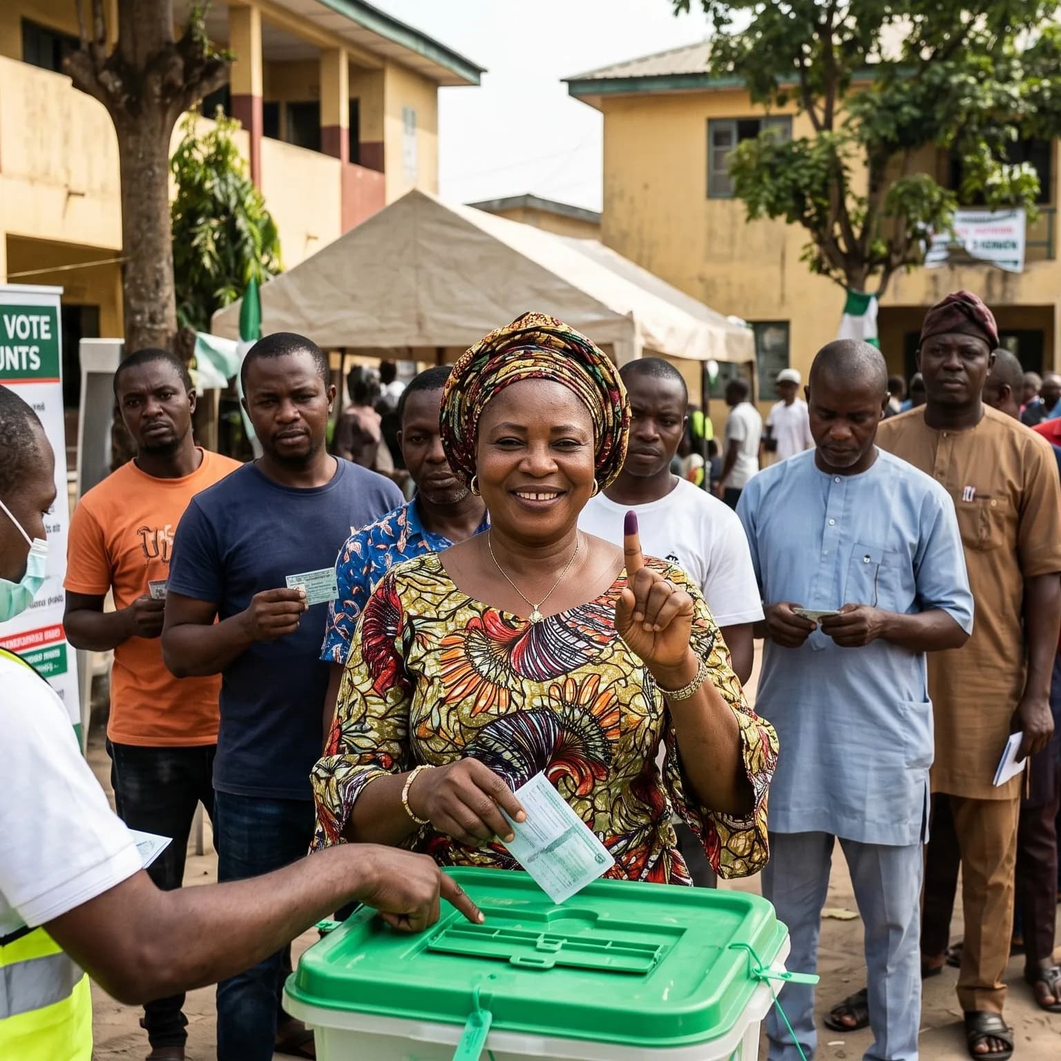 Voter casting a ballot at a Nigerian polling unit